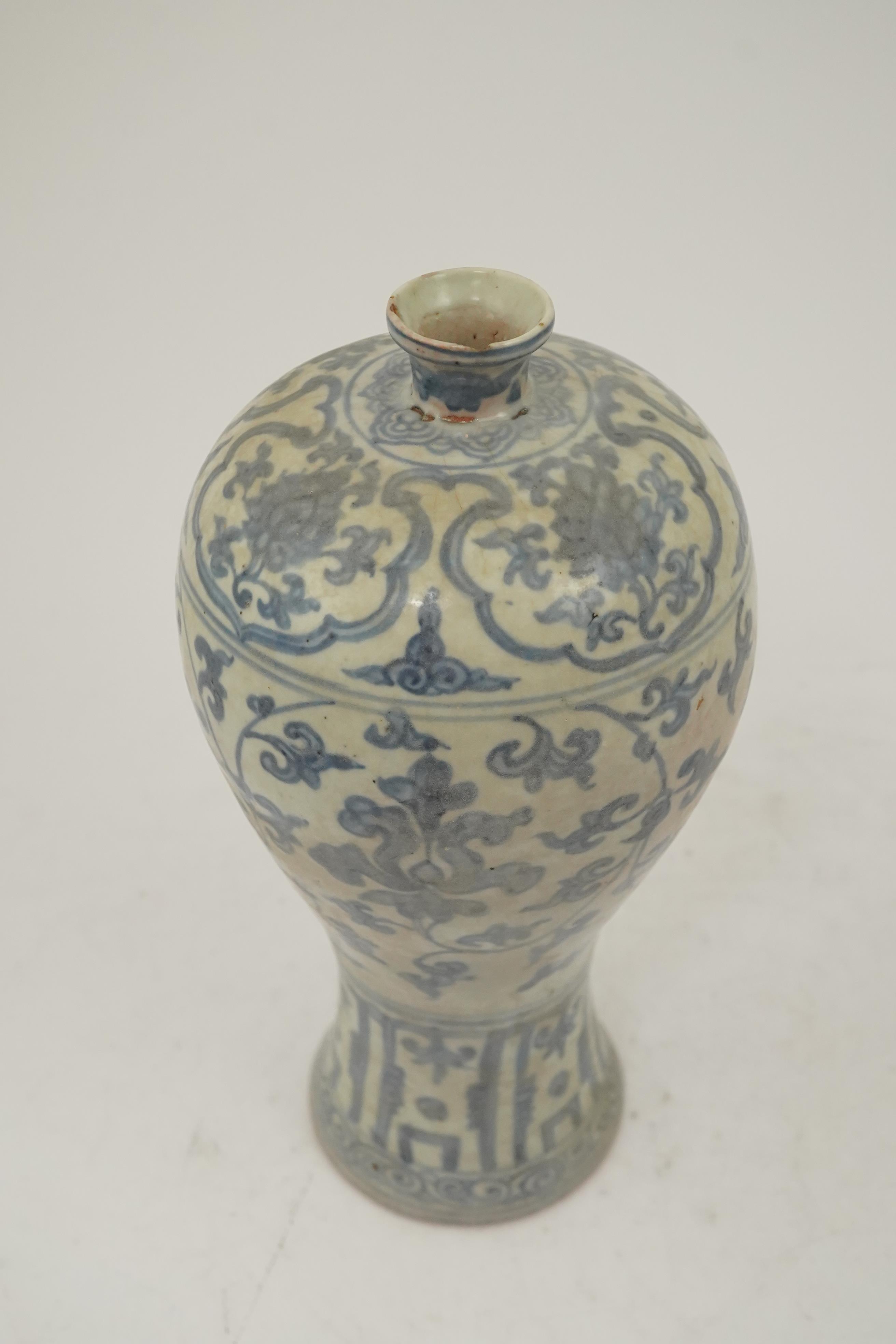 A Chinese blue and white shipwreck meiping, Ming dynasty, 16th century